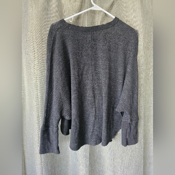Anthropologie Postcard Dark Grey Thermal Waffle Knit Dolman Sleeve Top Sz S - Picture 3 of 5